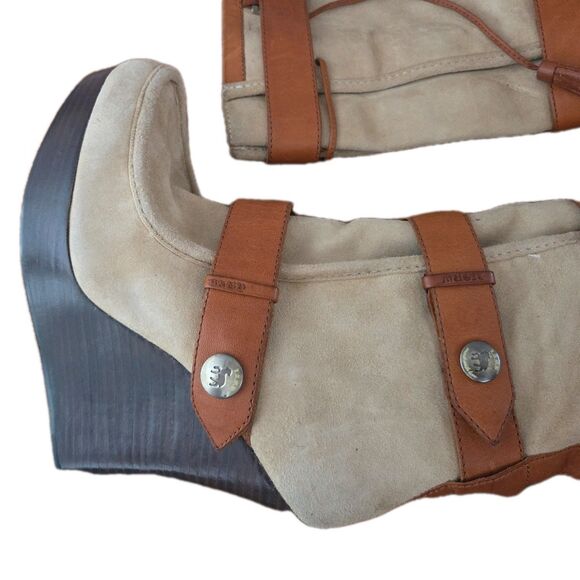 RARE NEW L.A.M.B Gwen Stefani Suede Leather Platform Knee High Wedge Boots Sz 7 - Picture 9 of 16